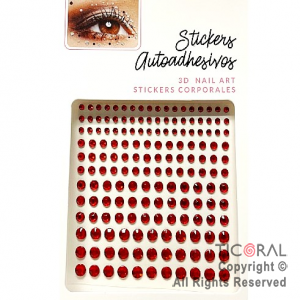 STICKERS STRASS AUTOADHESIVOS CIRCULOS FACETADOS ROJO X 1 PLANCHA